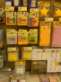 Post-it(R) Notes in a variety of shapes and sizes.