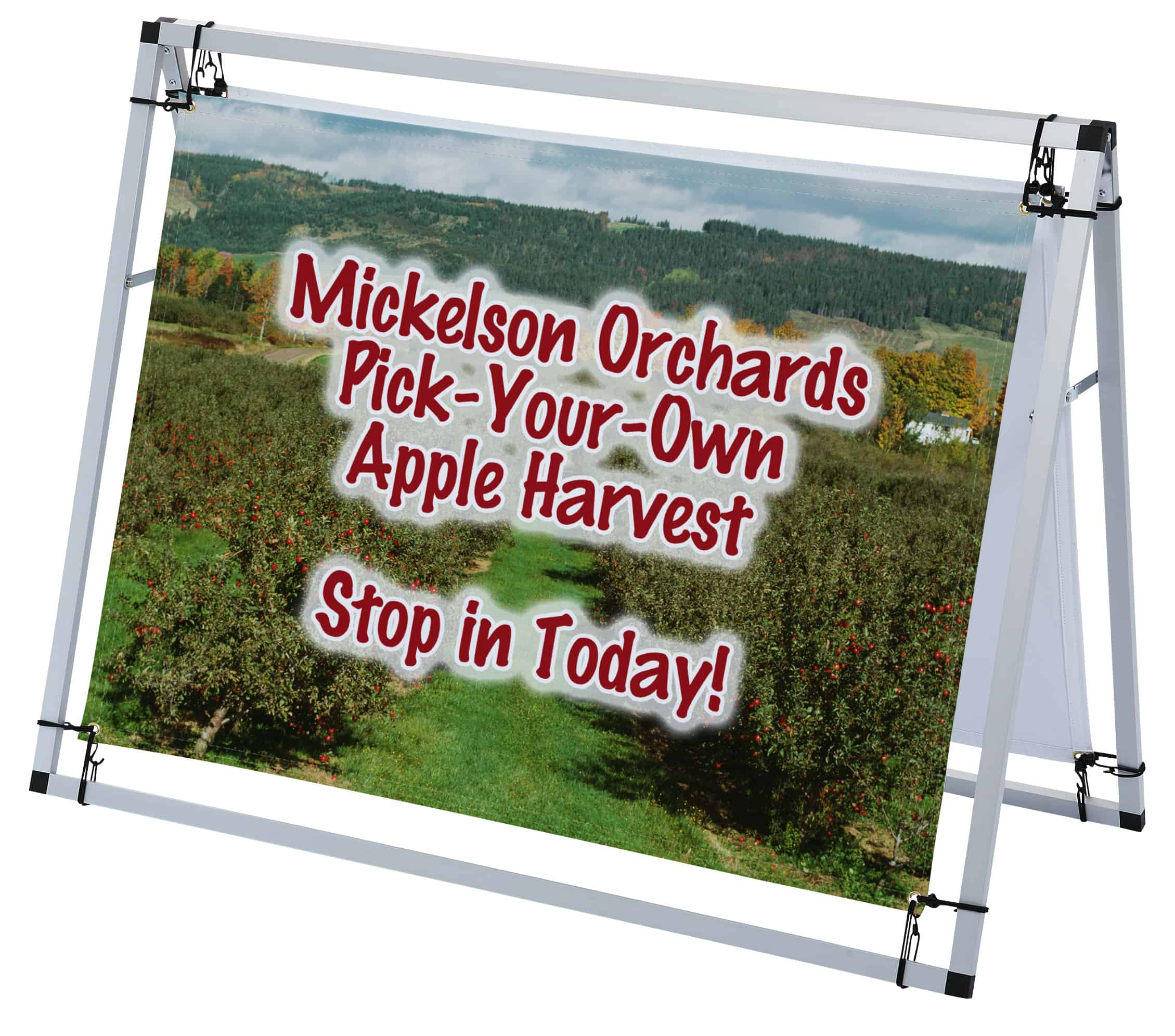 A-Frame Pro Outdoor Banner Sign featuring an orchard. 
