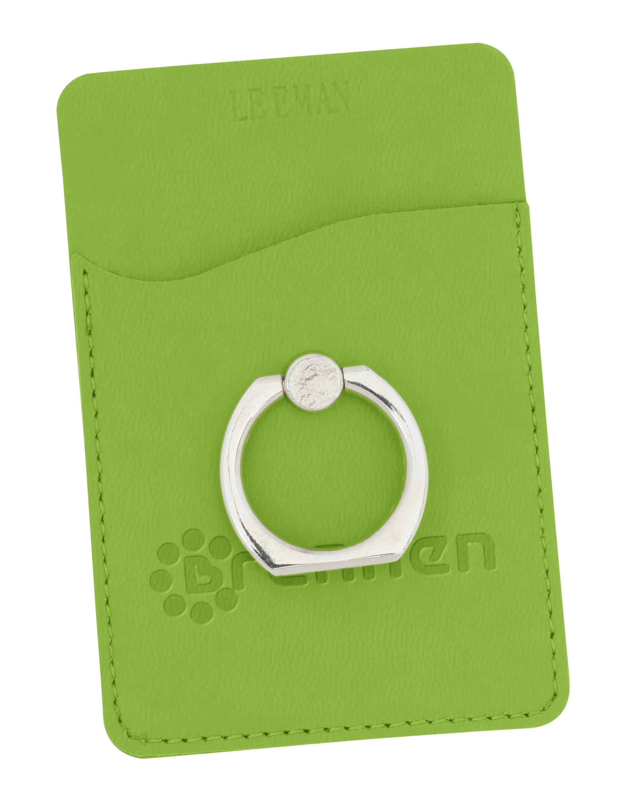 A green Tuscany Smartphone Wallet with Ring Phone Stand.