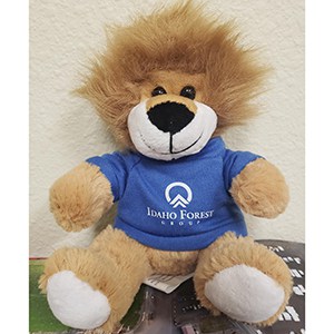 A Furry Fella Lion in a blue shirt. 