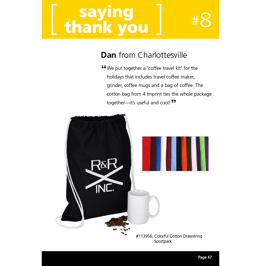 Colorful cotton drawstring sportspack from 4imprint