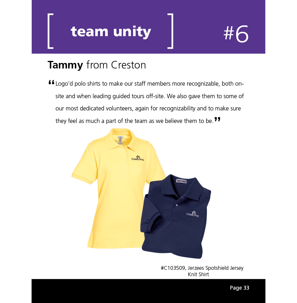 Logo’d polo shirts to make our staff members more recognizable, both onsite and when leading guided tours off-site. We also gave them to some of our most dedicated volunteers, again for recognizability and to make sure they feel as much a part of the team as we believe them to be.