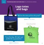 Logo totes and bags: 2 promotional totes shown