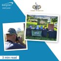 Photo collage of person taking a photo and a branded event table.