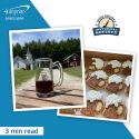 Photo collage of a logoed mug on a picnic table and an array of root beer-shaped cookies.