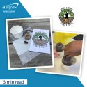 Photo collage of a tree seed kit and hands planting seeds.