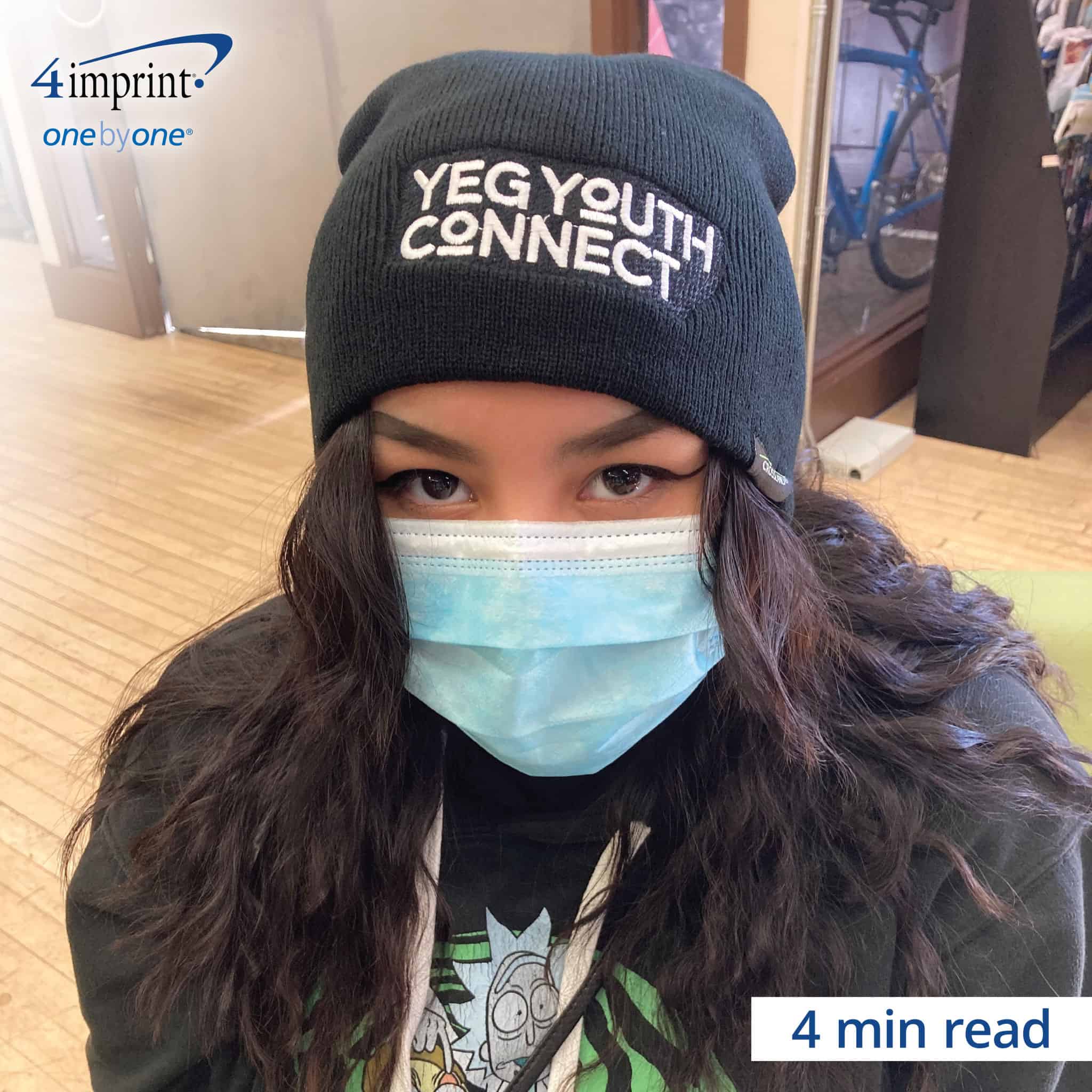 Image of YEG Youth Connect client wearing branded toque