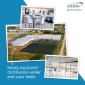 photo collage of 4imprint's newly expanded distribution center and solar fields.