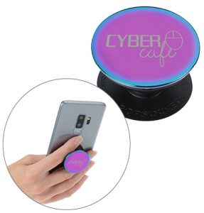 PopSocket® phone grip with a logo.