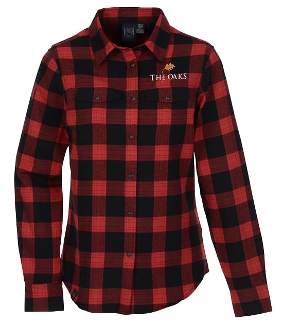 Black and red long-sleeved women's plaid shirt