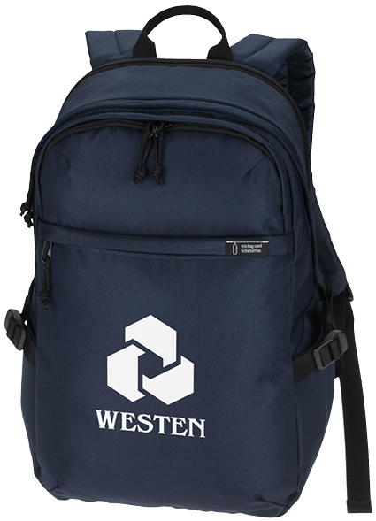 Laptop Backpack with branded logo on front pouch
