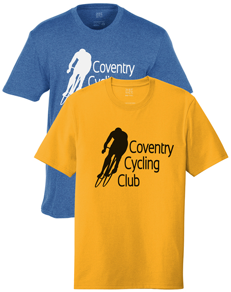 two branded t-shirts - one yellow and one blue