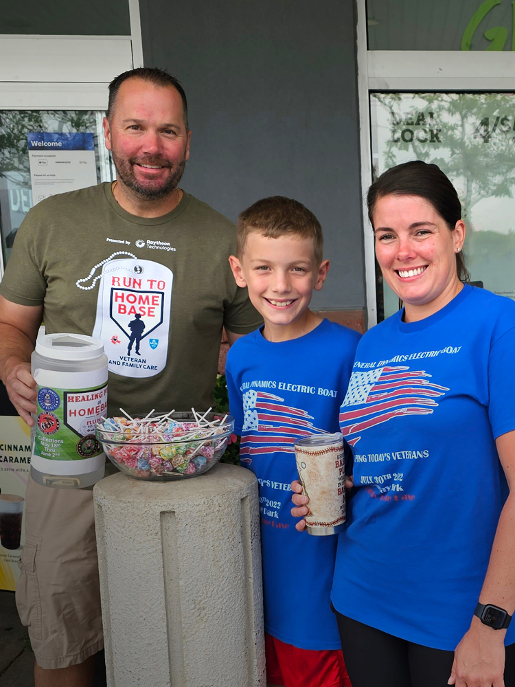 Family wearing branded gear at veterans fundraising event