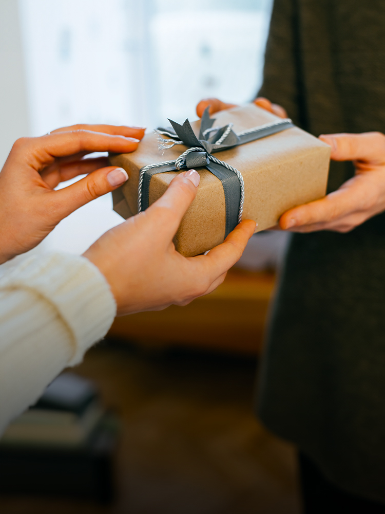 Employees exchanging gifts.