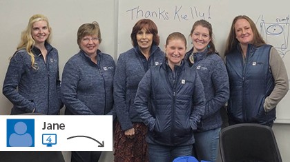 A website post from Jane of women wearing branded jackets