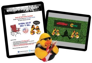 2 iPads mocked-up with duck days campaign images