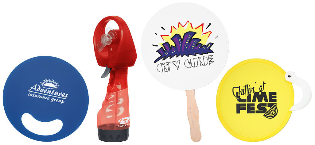 4 styles of branded hand fans