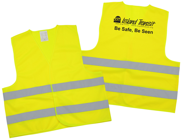 Island Transit branded reflective vest - front and back product view