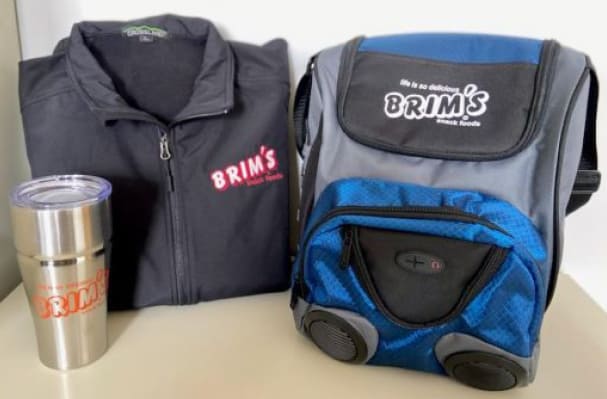 branded jacket, speaker/cooler and travel tumbler