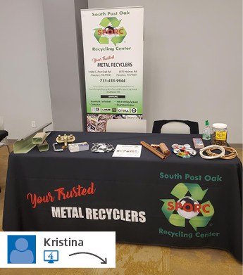 Branded promotional banner and table throw for metal recyclers event