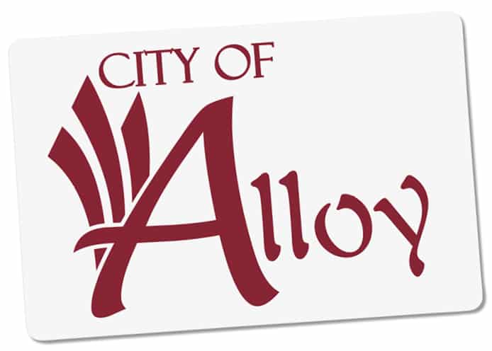 Vehicle sticker branded with "City of Alloy"