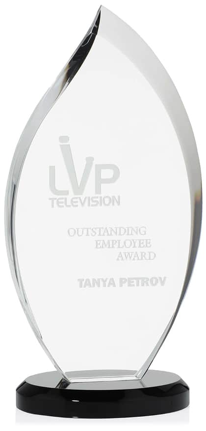 Branded raindrop shaped crystal award