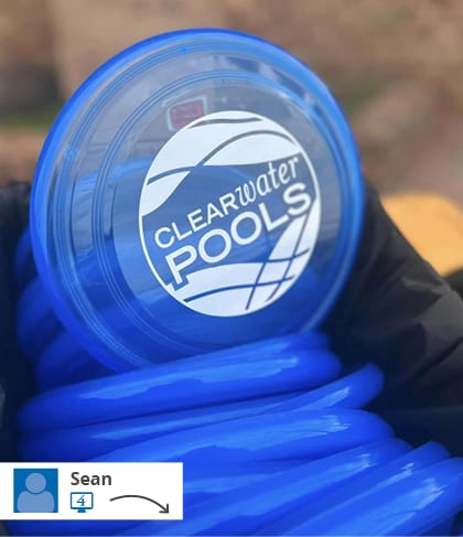 stack of blue branded frisbees