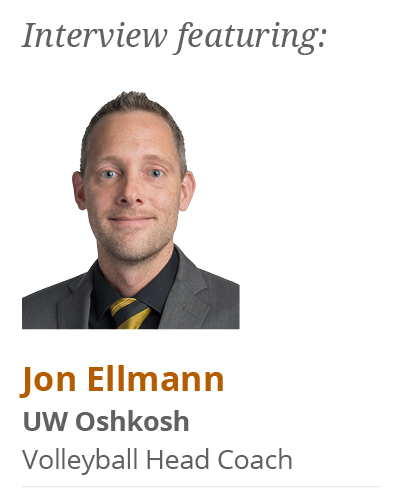 Headshot of interview featuring: Jon Ellmann - UW Oshkosh Valleyball Head Coach