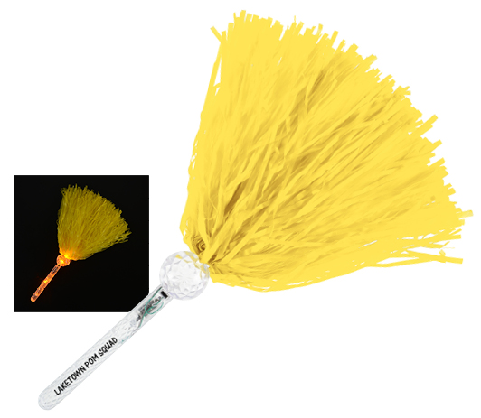 Yellow LED Pom Pom that lights up for game day promotions