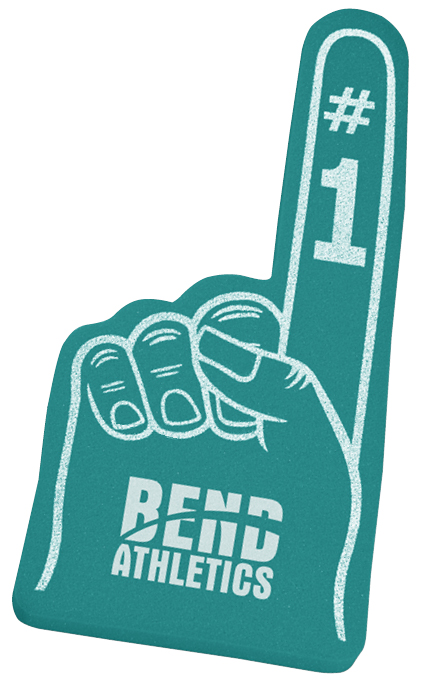 Foam finger with imprinted logo for sports promotion