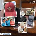 collage of different company baseball hats