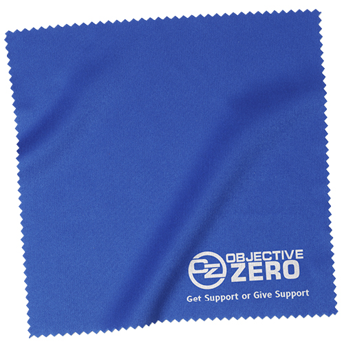 blue multipurpose cleaning cloth with imprinted logo on the corner
