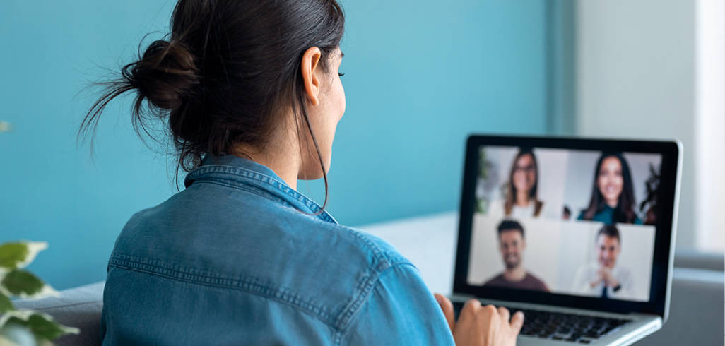 A person taking part in an online meeting 