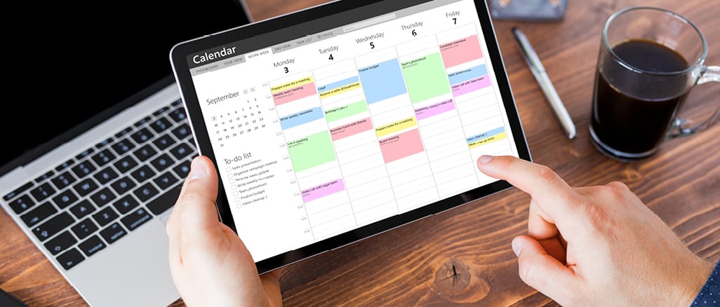 A schedule on a tablet screen