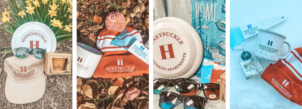 multiple promotional products for Honeysuckle Student Apartments