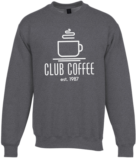 Fleece crewneck sweatshirt with company logo imprinted on front