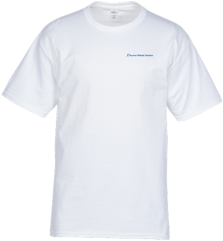 White promotional t-shirt prior to being tie-dyed