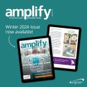 two tablets showing winter 2024 issue of amplify digital magazine that is now available
