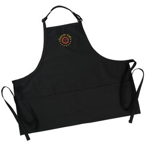 Black branded full length apron.