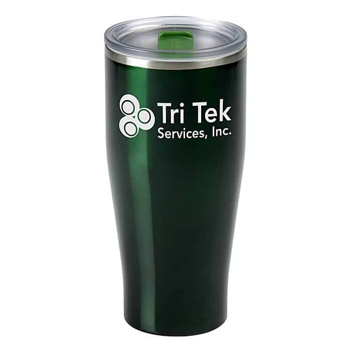 Green branded vacuum tumbler