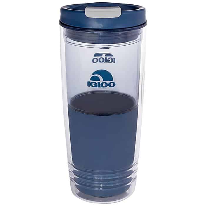 Promotional Igloo blue and clear tumbler 