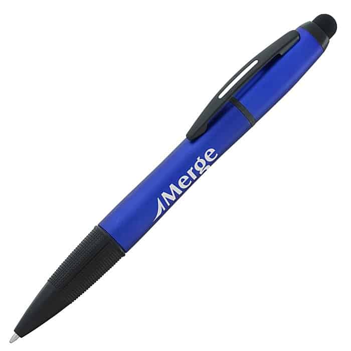 Blue and black light-up promo pen