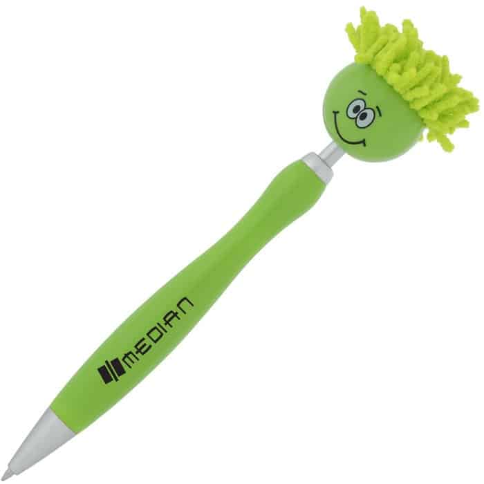 Green moptopper pen with head of fuzzy hair