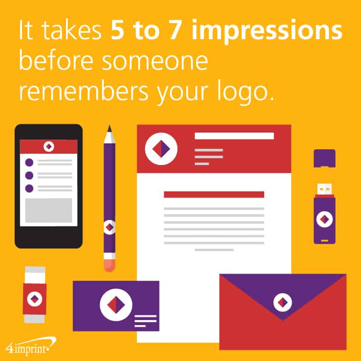 It takes 5 to 7 impressions before someone remembers your logo. 