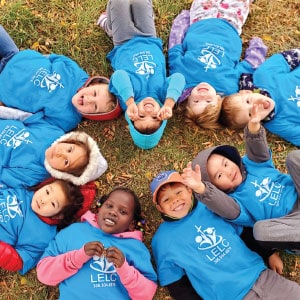 Lutheran Early Learning Center children show off their promotional T-shirts.