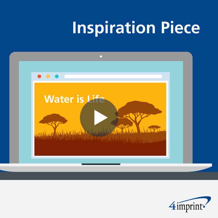 Screenshot and graphic from the Water Is Life brand storytelling video