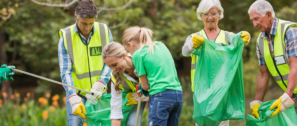 People performing community cleanup.