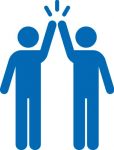 A graphic of two team members doing a high five.