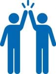 A graphic of two team members doing a high five.