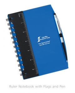 Ruler Notebook with Flags and Pen
